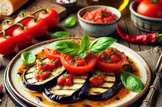 Berinjelas grelhadas com vinagrete de tomate fresco e ervas.