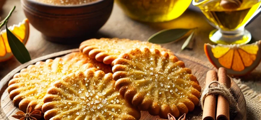 Tortas de Aceite douradas e estaladiças, dispostas em um prato rústico com um fio de azeite ao lado.