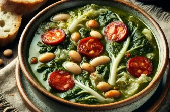 Sopa de Caldo Verde com chouriço, couve e feijão branco