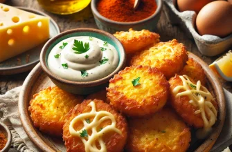 Bolinhos dourados de queijo Manchego servidos com aioli picante, perfeitos como aperitivo ou acompanhamento.